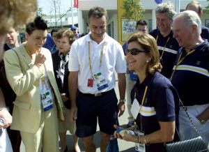 Sommar-OS Sydney 2000. Drottning Silvia, Therese Alshammar Björn Folin, Stefan Lindeberg och C-G Anderberg.